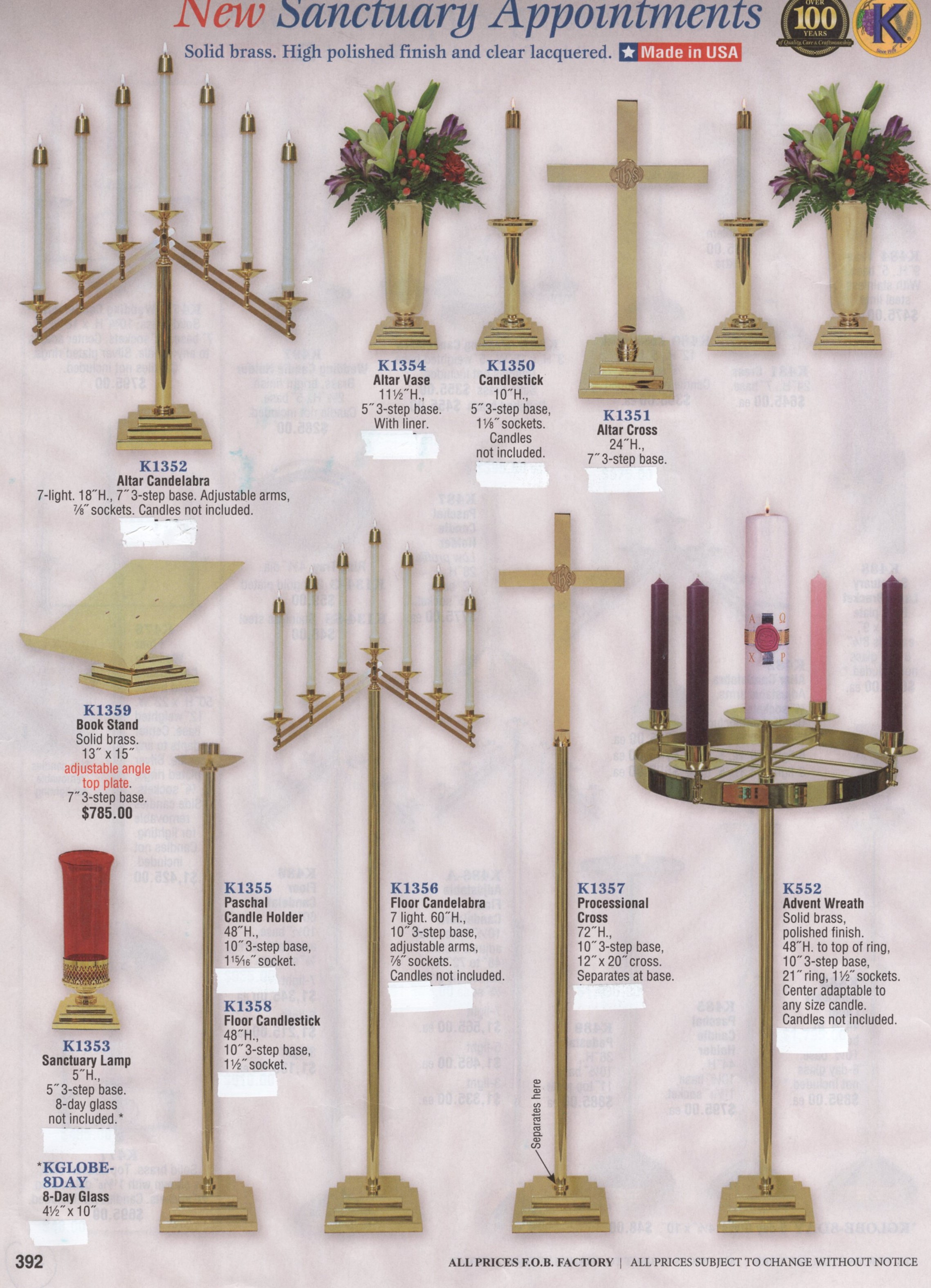 Standing Advent Wreath - 48 to 55 Tilted Ht - St. Andrew's Book