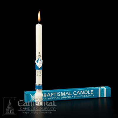 Alpha Omega Baptismal Candle Symbolic Wax Ornaments 11/16 x 9-1/4