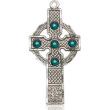  Kilklispeen Celtic Cross Neck Medal/Pendant Only w/Green Stones 