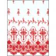  Red Embroidered Alb - Cross Design - 65% Polyester/35% Cotton 