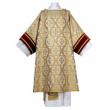  Chasuble (Main) - Verona Brocade 6480 Series - Plain Neck - Velvet & Gold Galloons - Gold Brocade 