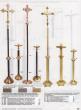  Processional Combination Finish Floor Bronze Candlestick w/Wood Column: 1120 Style 