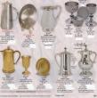  Flagon - Bright Gold Plated Pewter - Grapes - Hinged Cover - 48 Oz - 10 1/2" Ht 