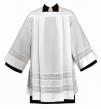  White Lace Cassock Alb - Buttons - Polyester Linen Weave 