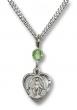  Miraculous Heart Neck Medal/Pendant Only w/Bead - Peridot - August 