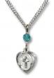  Heart/Cross Neck Medal/Pendant Only w/Bead - Zircon - December 