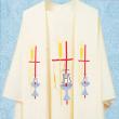  Cross/Wheat/Chalice Motif Funeral/Resurrection Set - No Iron - Embroidered Polyester 