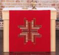  Red Altar Cover - "Designed Cross" - Omega Fabric 