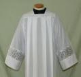  Clergy Alb With Alpha/Omega Lace - Tapered Sleeves - Square Neck/Yoke - Kodel/Cotton 