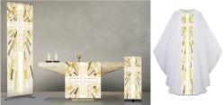  White Altar Cover - \"Designed\" - Deco Fabric 