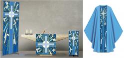  Blue Altar Cover - \"Designed\" - Deco Fabric 