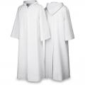  White Washable Choir/Server Alb With Hood or Mandarin Collar - Capuche - Malta Fabric 