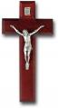  8" Wood Cross With Antiqued Silver Plated Corpus 