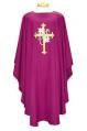  Purple Lightweight Chasuble - Cross Design - Textured Fortrel - Poly/Linen Weave 