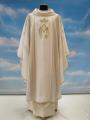  Ivory "Marian" Chasuble - Embroidered Front/Back - Linea Style Fabric - 95% Wool/5% Gold Thread 