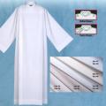  White Adult/Priest Front Wrap Alb - Buttons/Velcro Closure - 100% Poly 