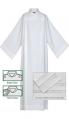  White Adult Front Wrap Alb With Inserts - Buttons/Velcro Closure - Abbey Weave - 100% Poly 