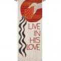  White Tapestry - "Live in His Love" Baptism Motif - Omega Fabric 