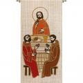  White Tapestry - Emmaus Disciples Motif - Omega Fabric - 2 Sizes 