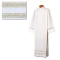 White Lace Cassock Alb - Buttons - Polyester Linen Weave 