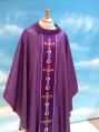  "Cross/Designed" Chasuble - Embroidered - No Panel - Lana Barre Fabric - 95% Wool/5% Gold Thread 