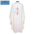  White Lightweight Chasuble - Eucharist Design - Textured Fortrel - Poly/Linen Weave 