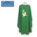  Green Lightweight Chasuble - Dove/Wheat Design - Textured Fortrel - Poly/Linen Weave 