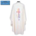  White Lightweight Chasuble - Eucharist Design - Textured Fortrel - Poly/Linen Weave 