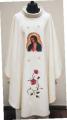  "Our Lady of Guadalupe" Chasuble - Printed Front - Ivory Misto Lana Fabric - 45% Wool/55% Poly 