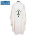  White Lightweight Chasuble - Flower Design - Textured Fortrel - Poly/Linen Weave 