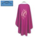  Purple Lightweight Chasuble - Chi Rho/Wheat Design - Textured Fortrel - Poly/Linen Weave 