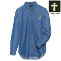  Denim Deacon/Clergy Dress Shirt - Long Sleeve - 100% Cotton 