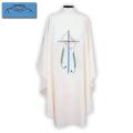  White Lightweight Chasuble - Marriage Design - Textured Fortrel - Poly/Linen Weave 