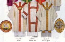  Chasuble - Deerdamask 1320 Series - Plain Neck - \"Lamb/God Monogram\" - Lightweight Wool Damask 