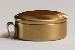  Ciborium for Low Gluten Host - Satin Gold w/Gold Amulet 