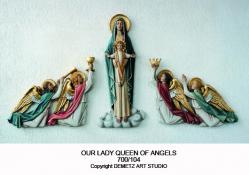  Our Lady Queen of Angels High Relief w/Angels in Fiberglass, 60\"H 