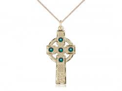  Kilklispeen Celtic Cross Neck Medal/Pendant Only w/Green Stones 