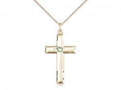  Cross Neck Medal/Pendant w/Peridot Stone Only for August 