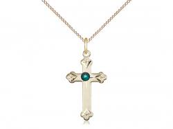  Cross Neck Medal/Pendant w/Emerald Stone Only for May 