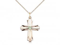  Cross Neck Medal/Pendant w/Peridot Stone Only for August 