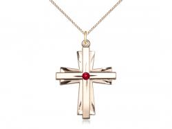  Cross Neck Medal/Pendant w/Ruby Stone Only for July 