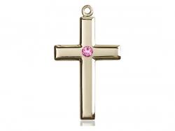  Cross Neck Medal/Pendant w/Rose Stone Only for October 