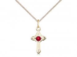  Cross Neck Medal/Pendant w/Ruby Stone Only for July 