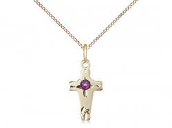  Cross Neck Medal/Pendant w/Amethyst Stone Only for February 