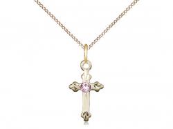  Cross Neck Medal/Pendant w/Light Amethyst Stone Only for June 