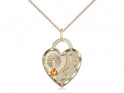  Footprints/Heart Neck Medal/Pendant w/Topaz Stone Only for November 