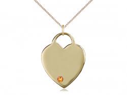  Medium Heart Neck Medal/Pendant w/Topaz Stone Only for November 