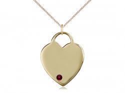  Large Heart Neck Medal/Pendant w/Garnet Stone Only for January 