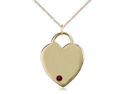  Small Heart Neck Medal/Pendant w/Garnet Stone Only for January 