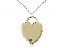  Large Heart Neck Medal/Pendant w/Amethyst Stone Only for February 
